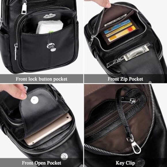 Genuine Leather Convertible Sling Bag Crossbody Purse Backpack main image 5